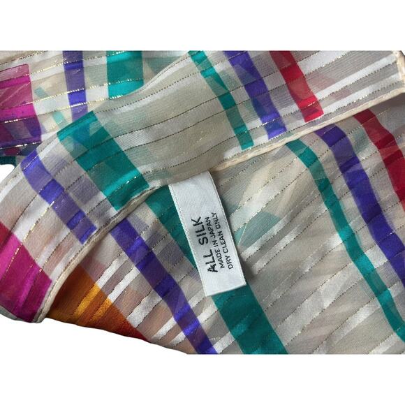 Bill Blass‎ Baar & Beards Silk Scarf 63" Designer Striped Jewel Tones Neck Scarf - Picture 3 of 3